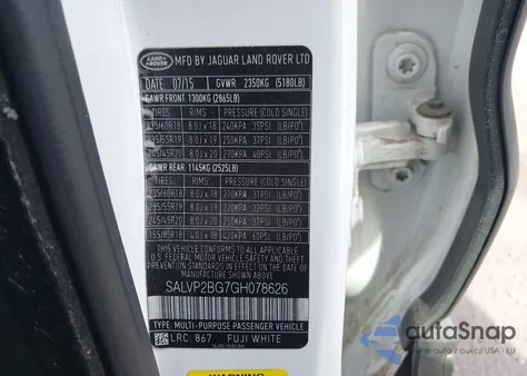 2016 Land Rover Range Rover Evoque Se/Se Premium from USA, damaged, VIN SALVP2BG7GH078626